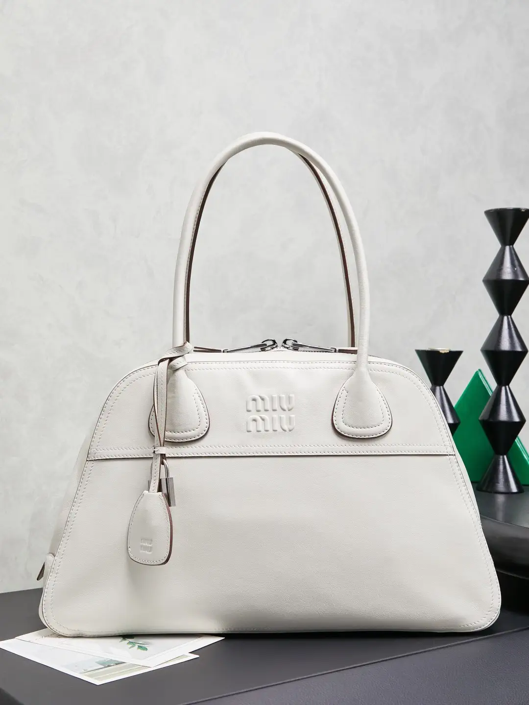 Miu Miu White Leather Top Handle Bag image 1