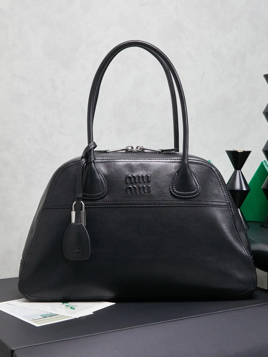 Miu Miu Black Leather Top Handle Bag image 1