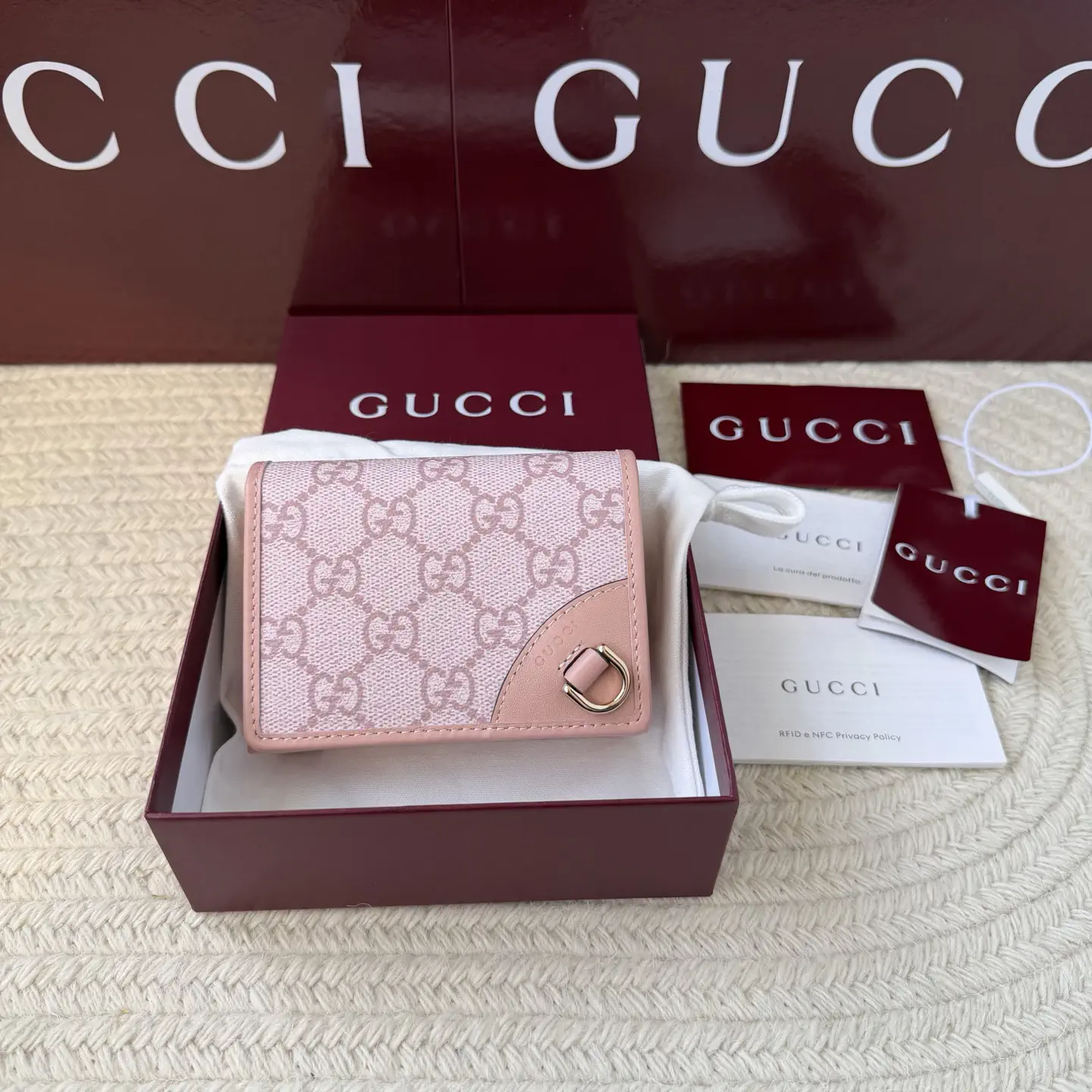 Gucci Pink Monogram Wallet image 1