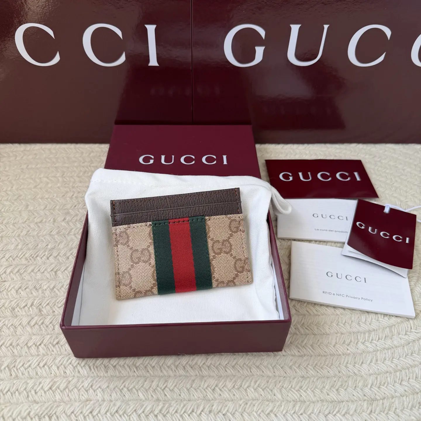 Gucci Monogram Web Stripe Card Holder image 1