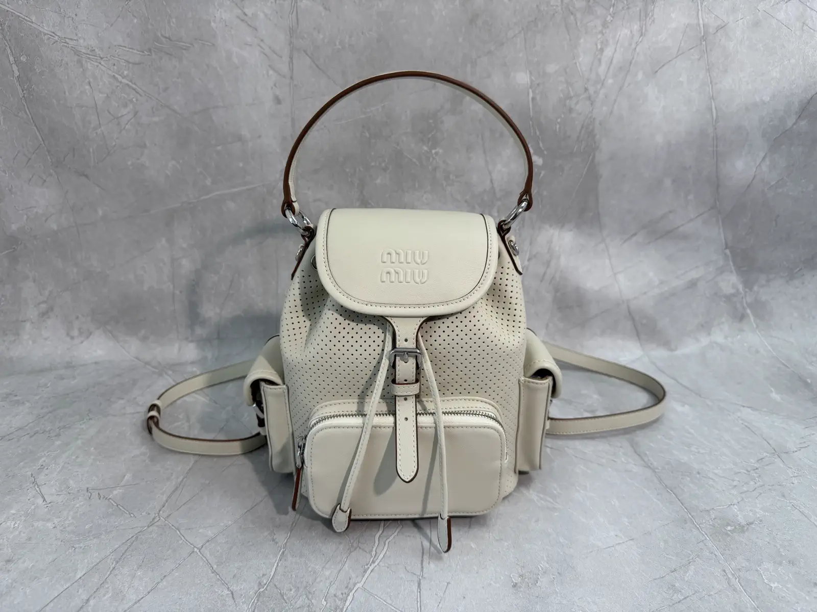Miu Miu Perforated Leather Backpack image 1