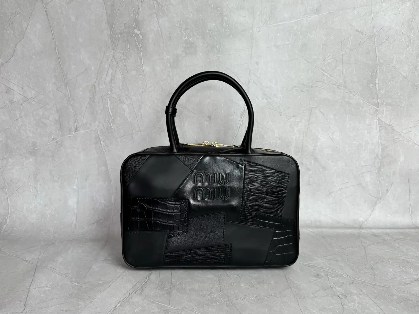 Miu Miu Black Patchwork Top Handle Bag image 1