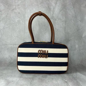 Miu Miu Striped Canvas Top Handle Bag image 1