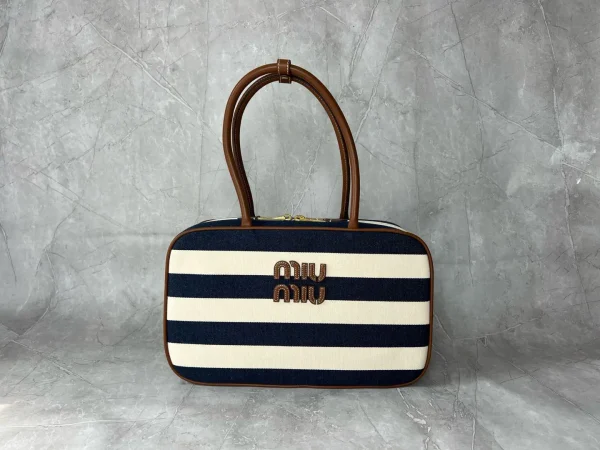 Miu Miu Striped Canvas Top Handle Bag image 1