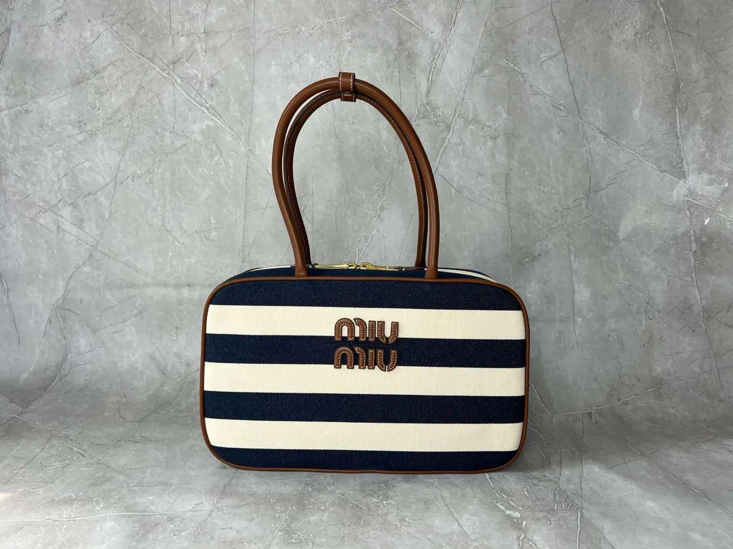 Miu Miu Striped Canvas Top Handle Bag image 1