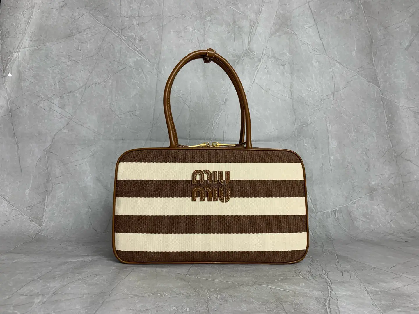 Miu Miu Striped Canvas Top Handle Bag image 1