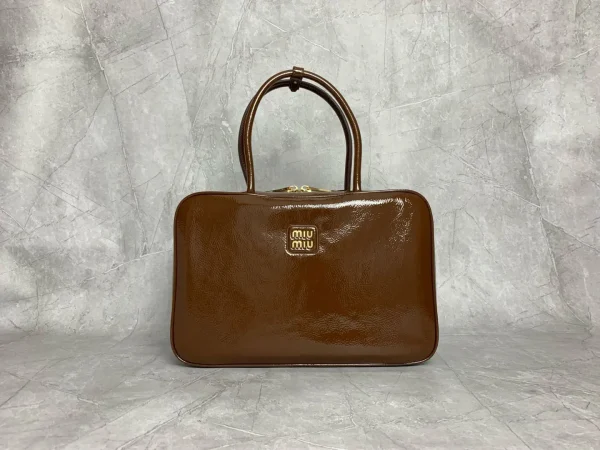 Miu Miu Brown Patent Top Handle Bag image 1