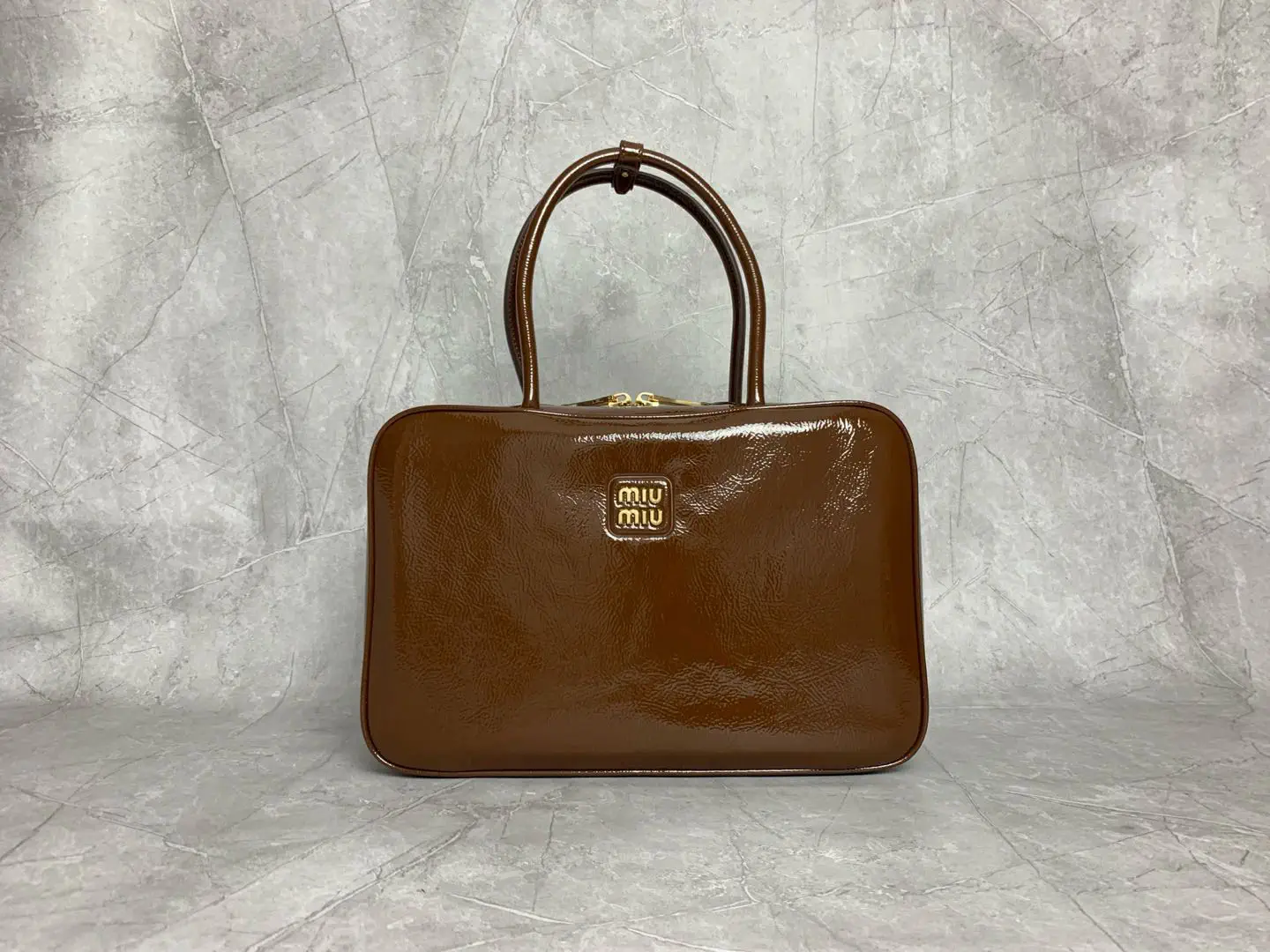 Miu Miu Brown Patent Top Handle Bag image 1