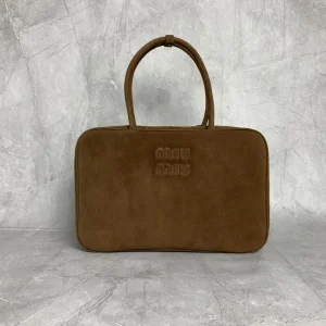 Miu Miu Brown Suede Top Handle Bag image 1