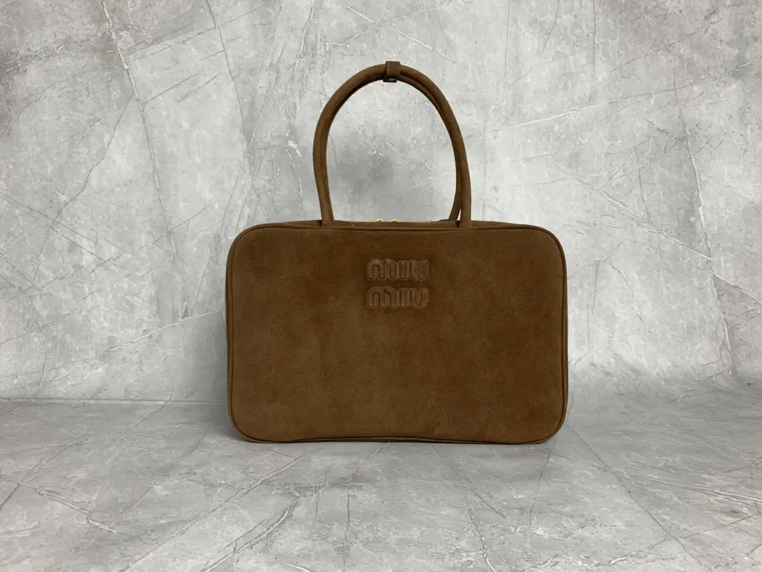 Miu Miu Brown Suede Top Handle Bag image 1