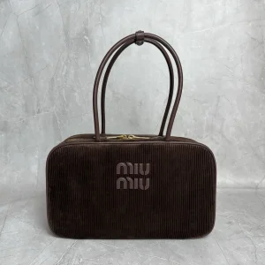 Miu Miu Brown Corduroy Top Handle Bag image 1