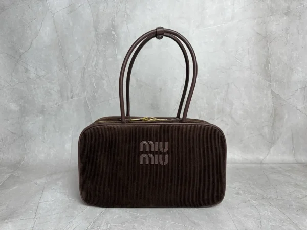 Miu Miu Brown Corduroy Top Handle Bag image 1