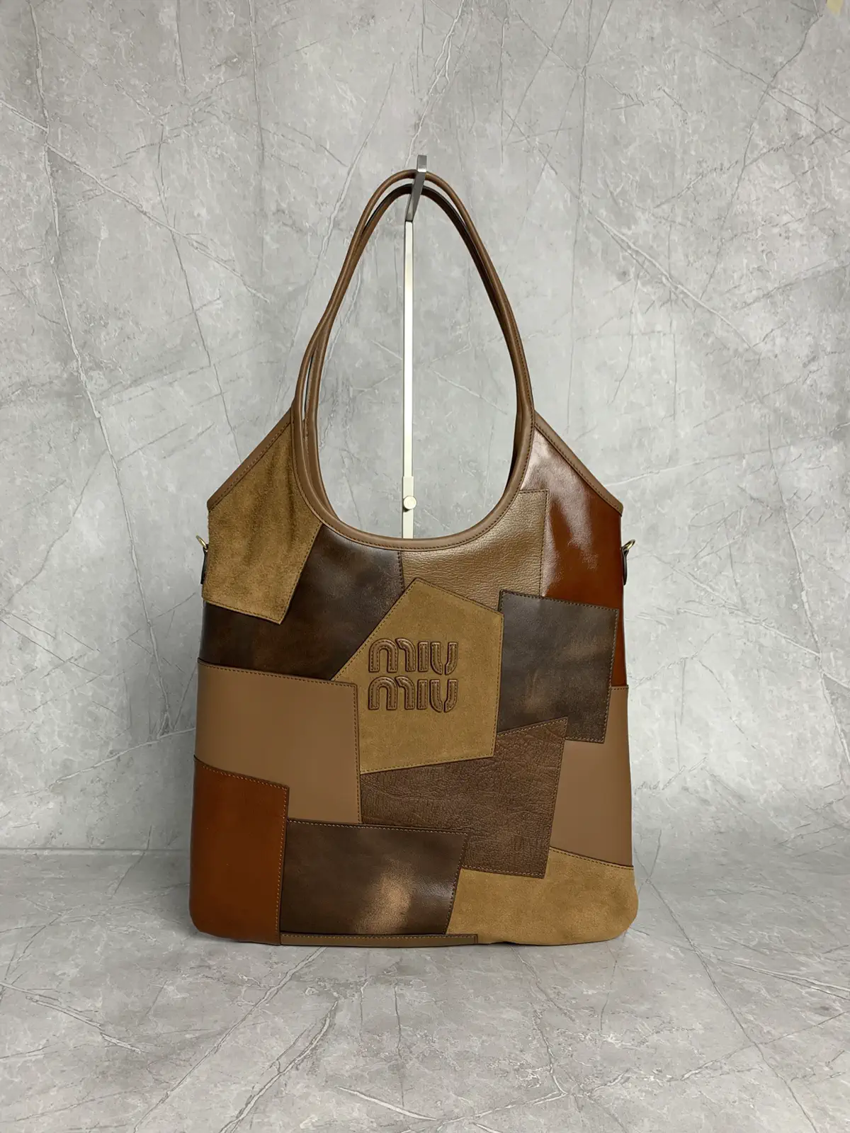 Miu Miu Patchwork Brown Tote Bag image 1