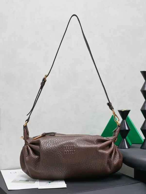 Miu Miu Brown Textured Leather Shoulder Bag image 1