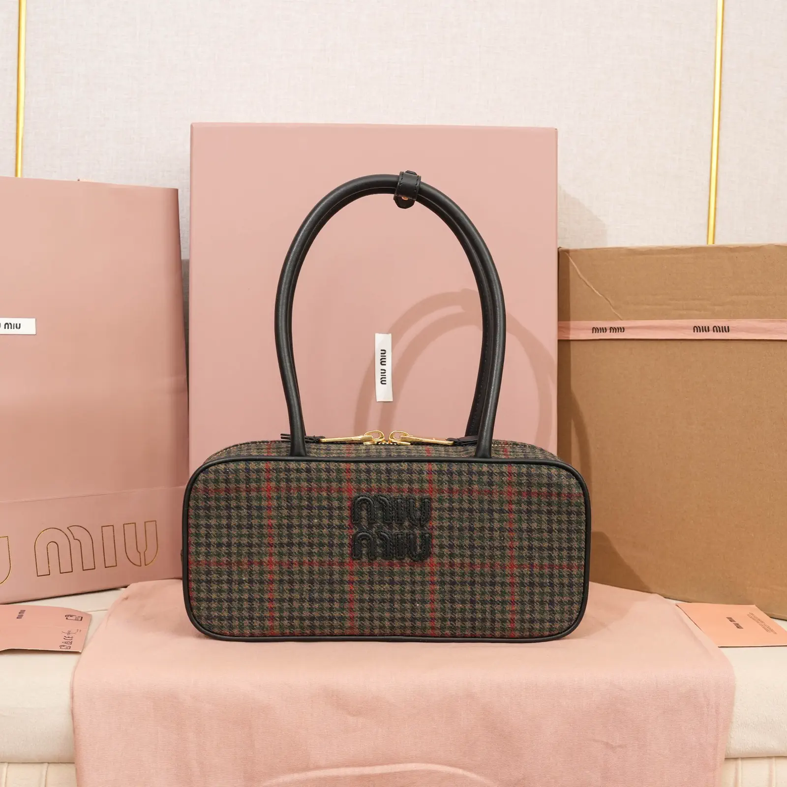 Miu Miu Houndstooth Bowling Bag image 1