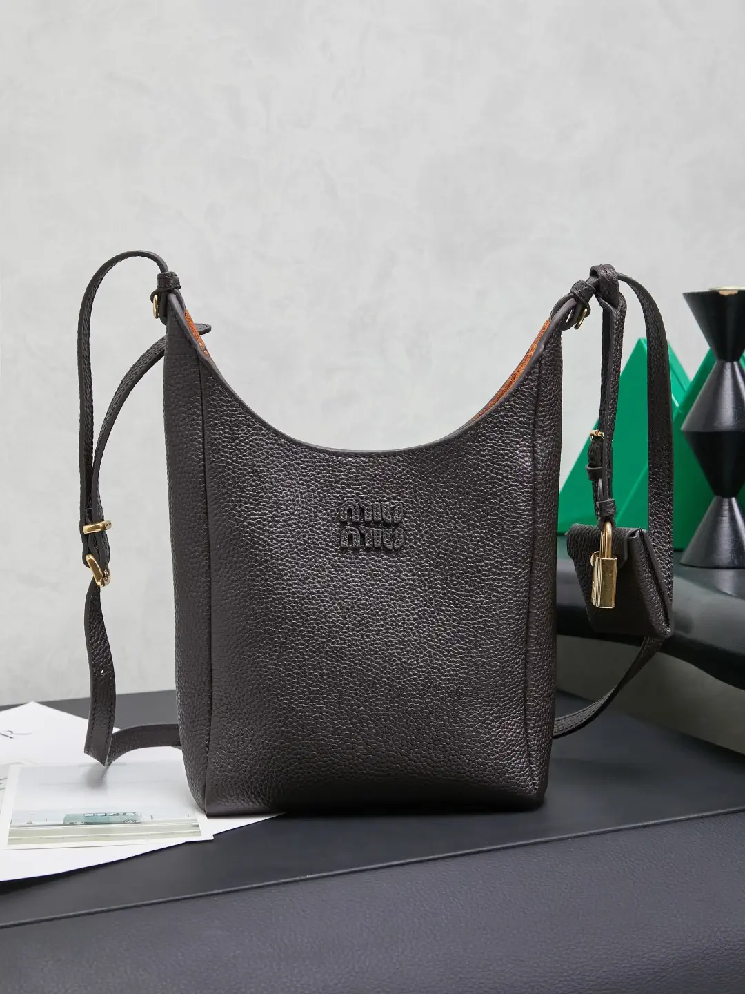 Miu Miu Leather Crossbody Bag with Lock Charm image 1