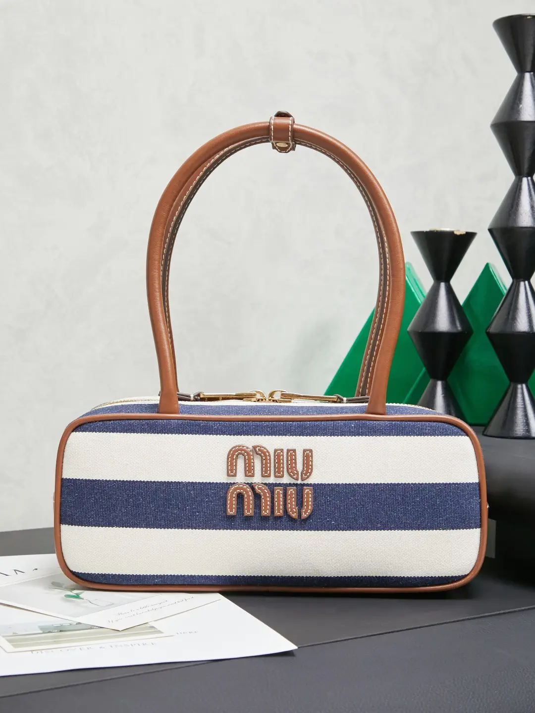 Miu Miu Striped Bowling Bag image 1