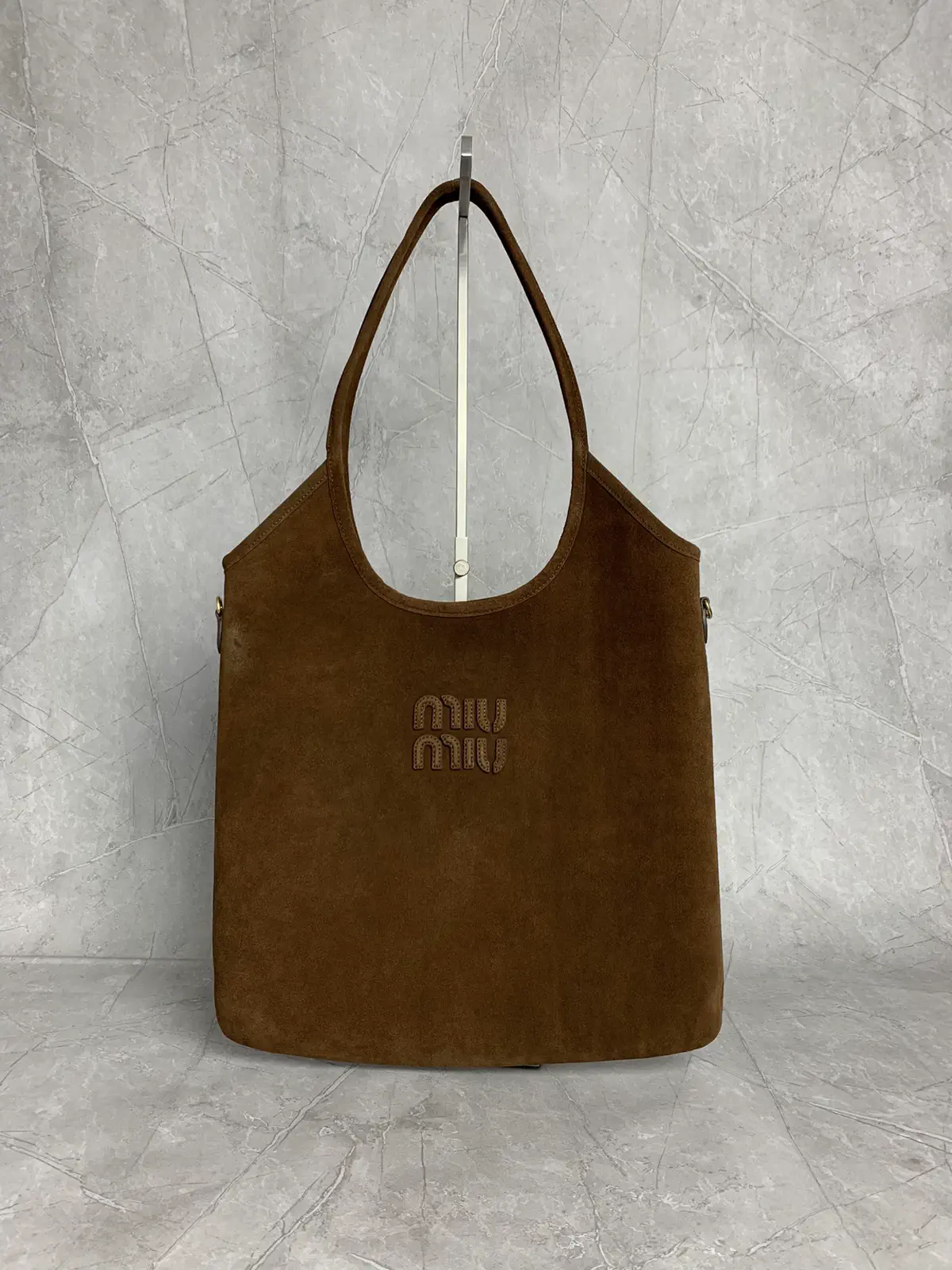 Miu Miu Brown Suede Hobo Shoulder Bag image 1