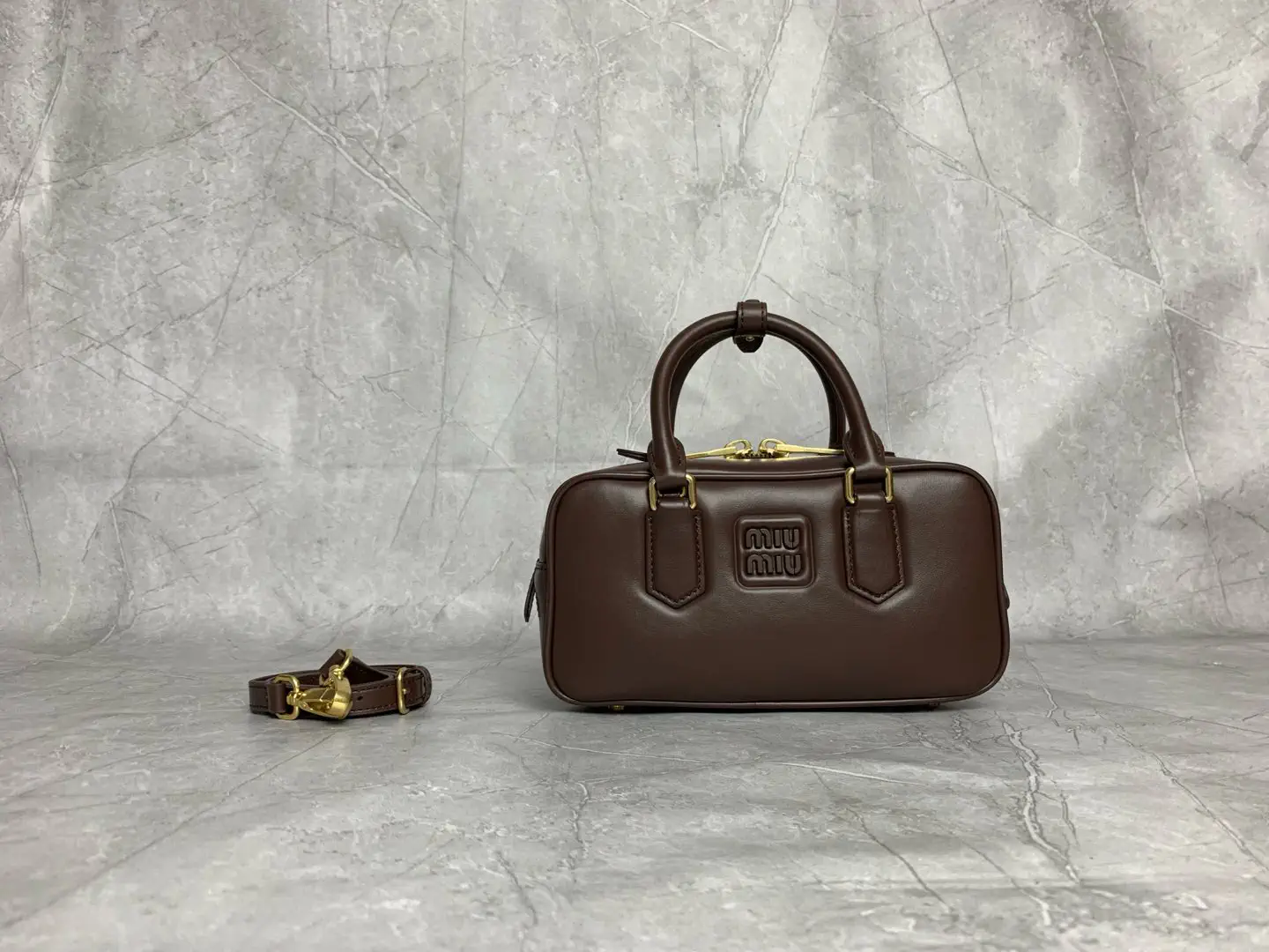 Miu Miu Brown Top Handle Bag with Detachable Strap image 1