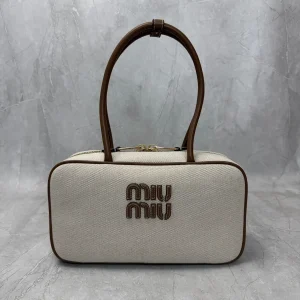 Miu Miu Beige Canvas Top Handle Bag image 1