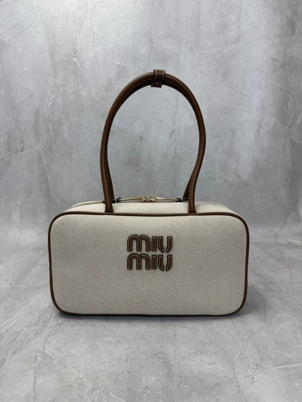 Miu Miu Beige Canvas Top Handle Bag image 1