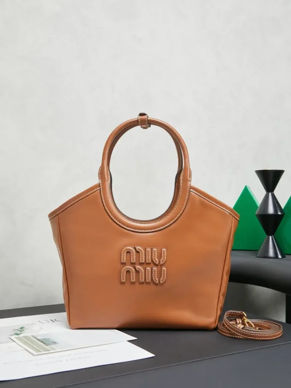 Miu Miu Leather Tote Bag with Adjustable Shoulder Strap image 1