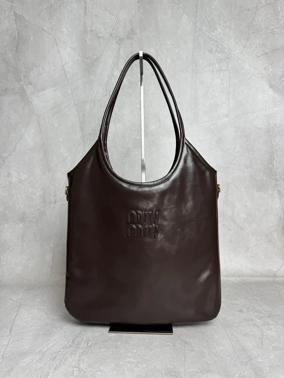 Miu Miu Dark Brown Leather Tote Bag image 1