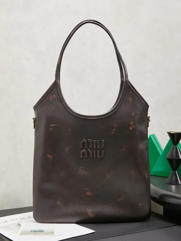 Miu Miu Distressed Leather Tote Bag image 1