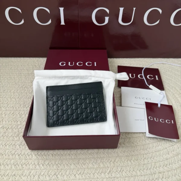 Gucci Black Guccissima Card Holder image 1