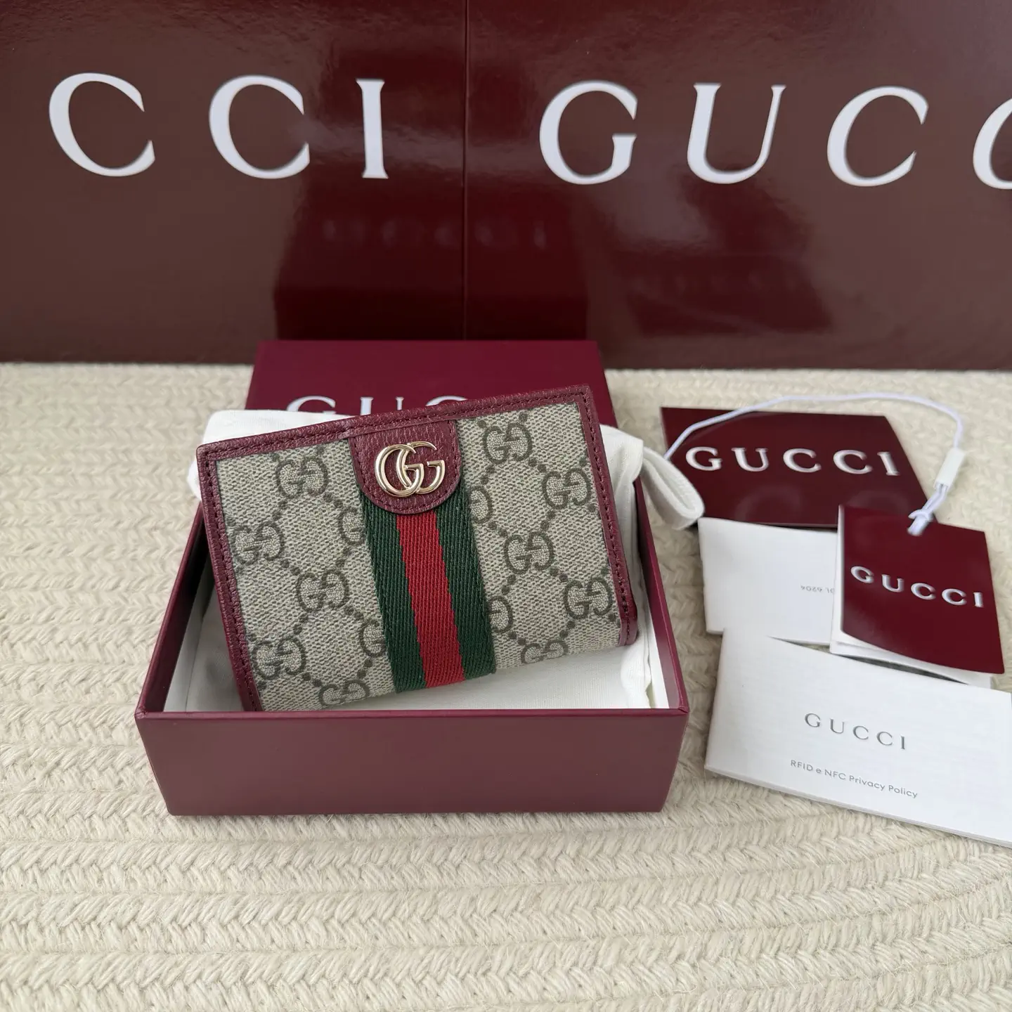 Gucci Monogram Card Holder with Web Stripe image 1