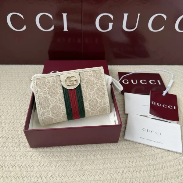 Gucci Oatmeal Monogram Web Stripe Wallet image 1