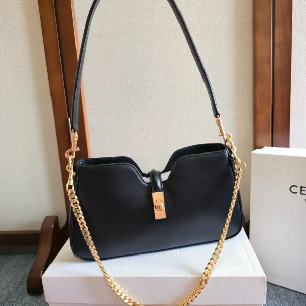 CELINE Black Camille Shoulder Bag with Gold Hardware image 1