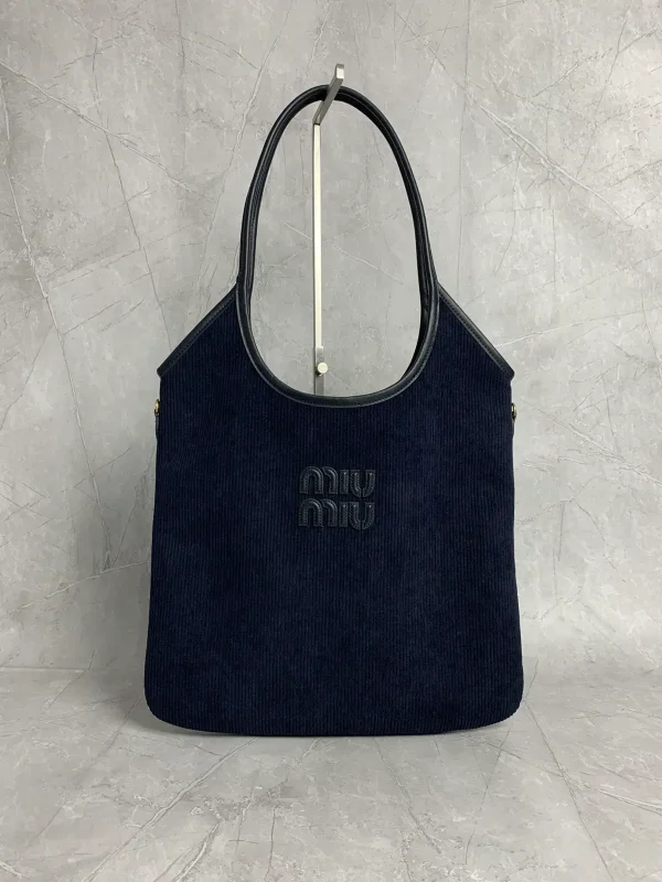 Miu Miu Navy Corduroy Tote Bag image 1