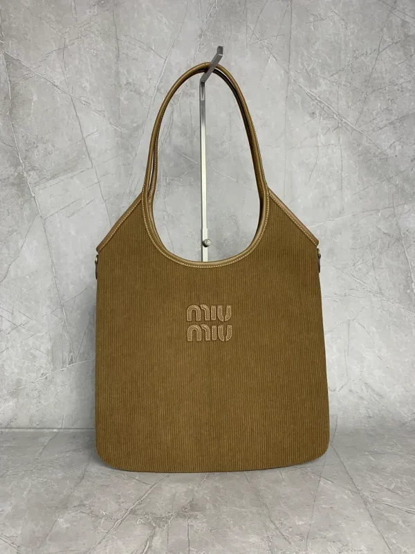 Miu Miu Brown Corduroy Tote Bag image 1