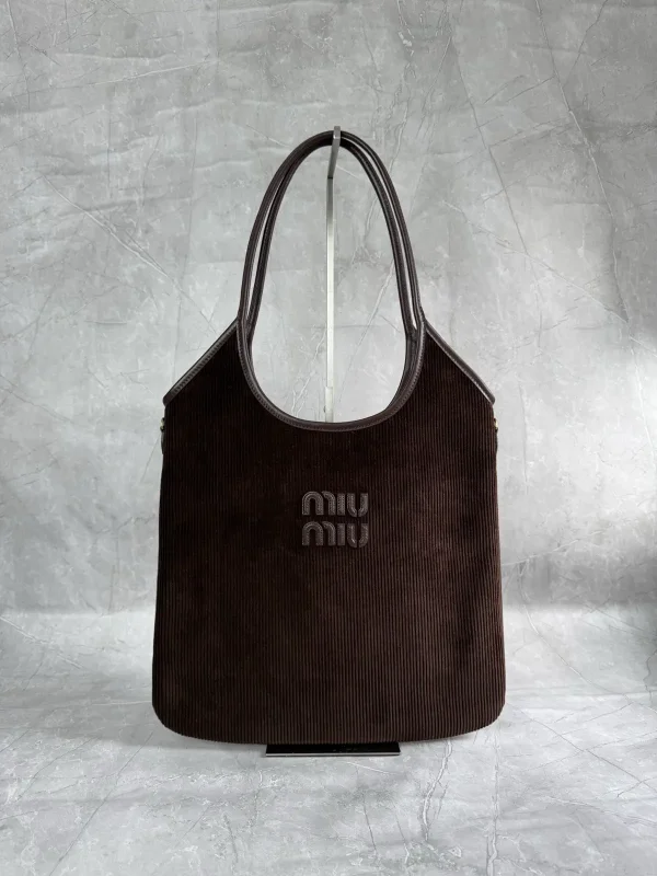 Miu Miu Brown Corduroy Tote Bag image 1