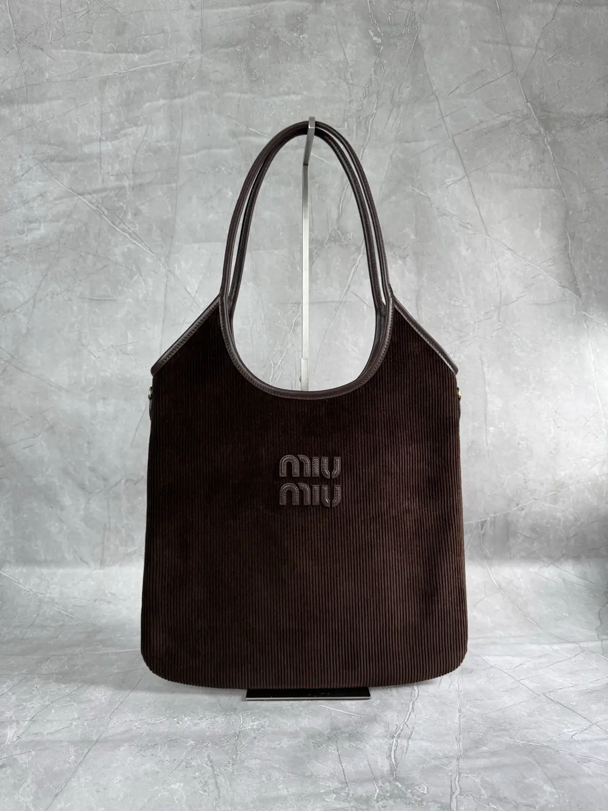 Miu Miu Brown Corduroy Tote Bag image 1