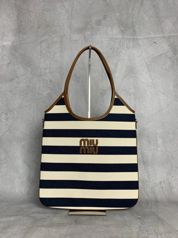 Miu Miu Striped Canvas Tote Bag image 1