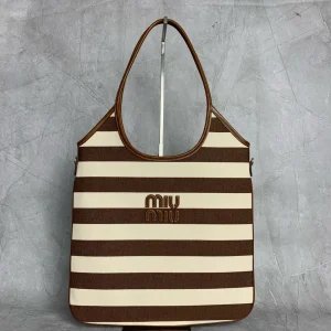 Miu Miu Striped Canvas Tote Bag image 1