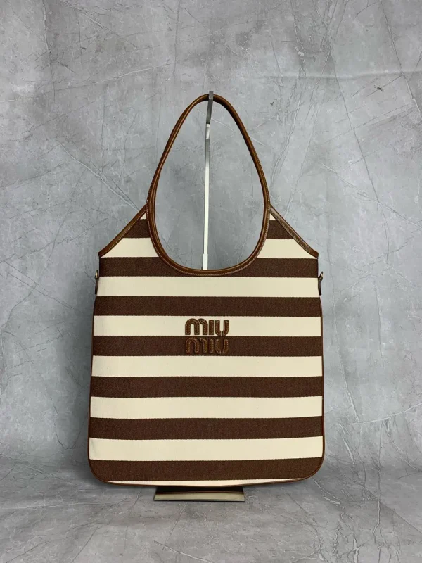Miu Miu Striped Canvas Tote Bag image 1