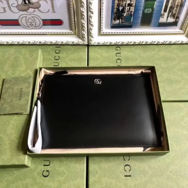 Gucci Black Leather Clutch with Double G Accent image 1
