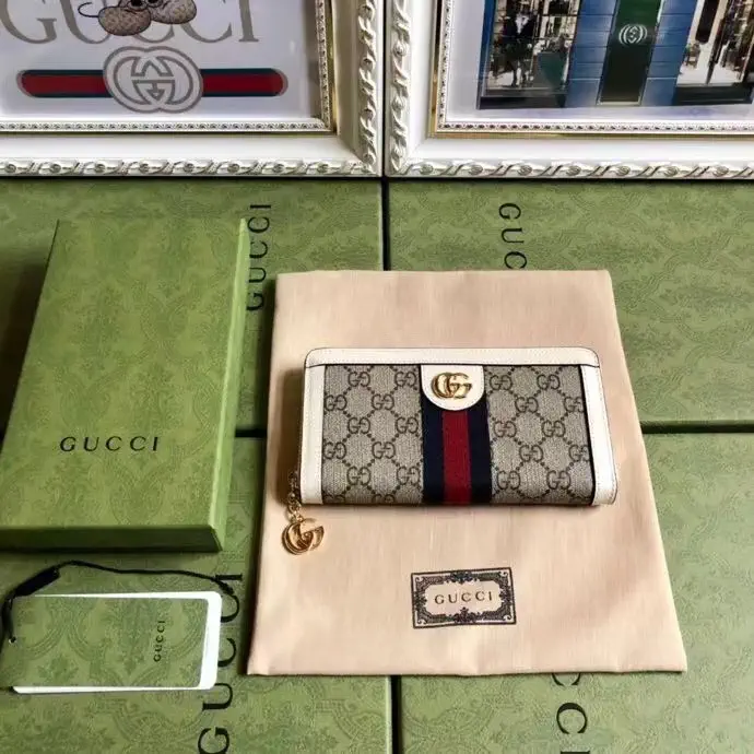 Gucci GG Monogram Web Stripe Zip Wallet image 1