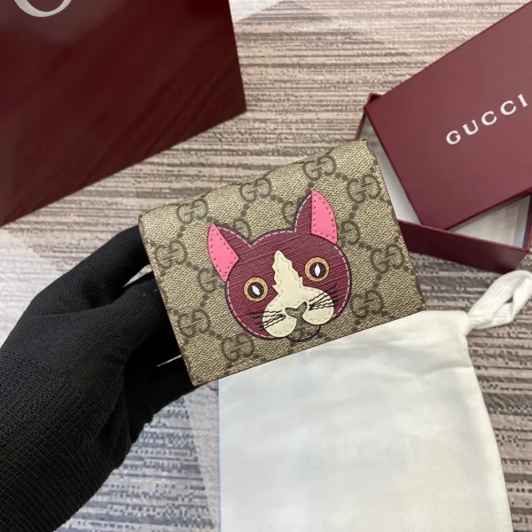 Gucci GG Monogram Cat Applique Mini Wallet image 1