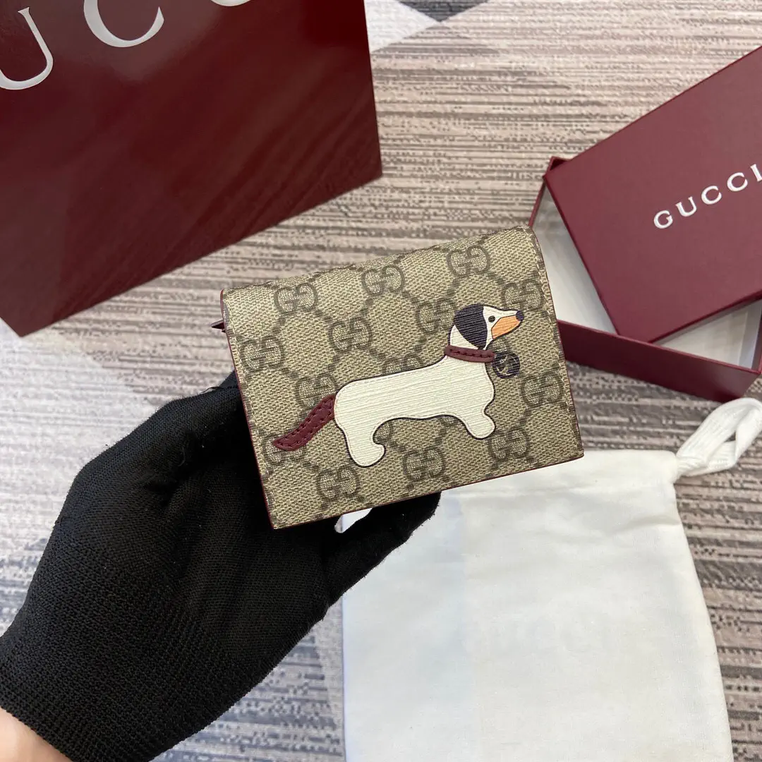 Gucci GG Monogram Mini Wallet with Dachshund Applique image 1