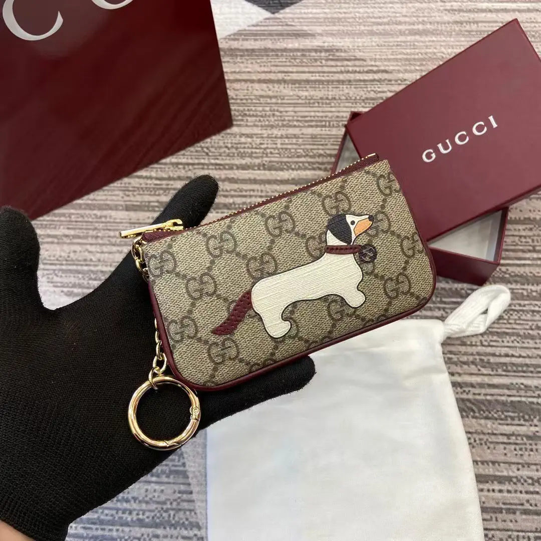 Gucci GG Monogram Mini Wallet with Dog Applique image 1