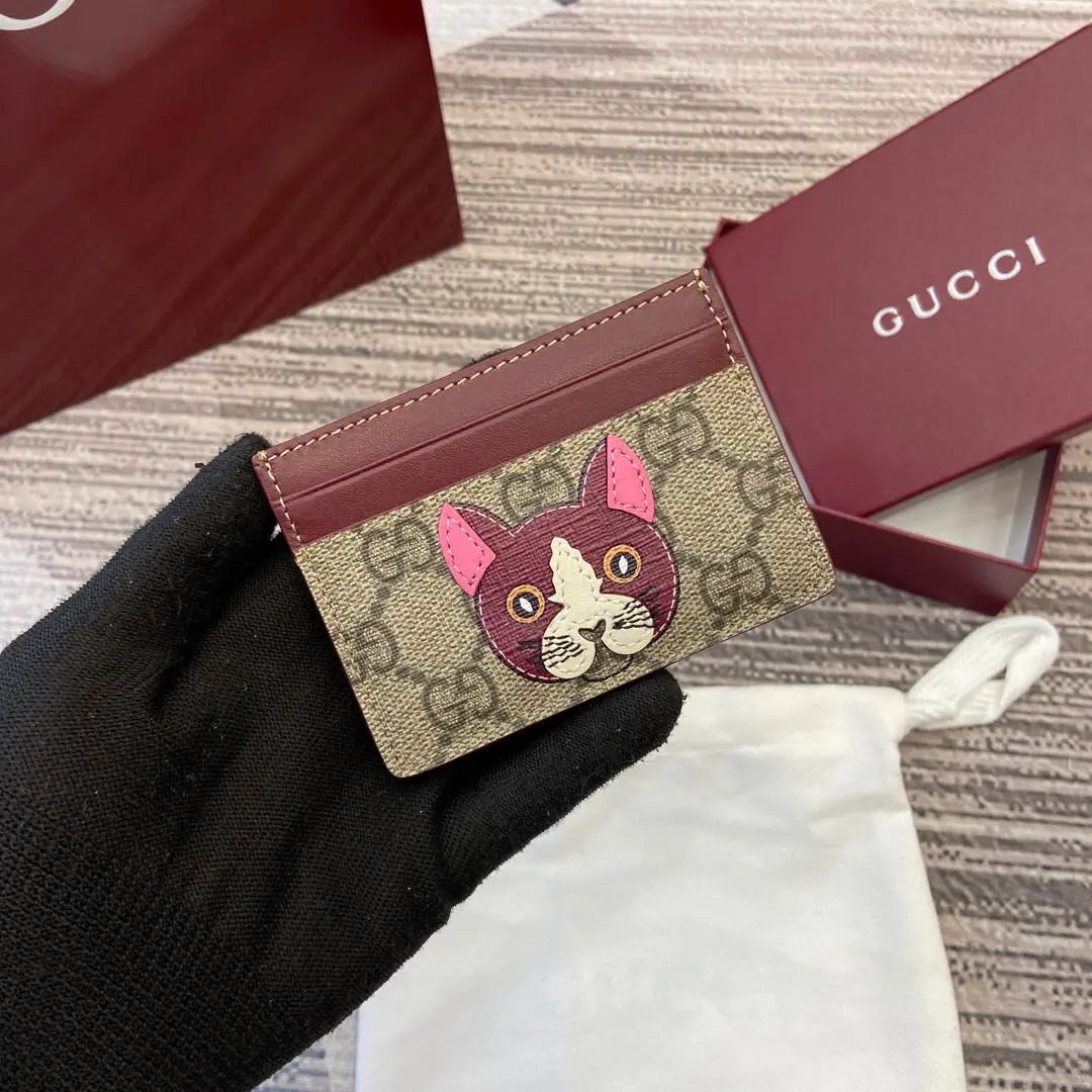 Gucci GG Monogram Dog Applique Card Holder image 1