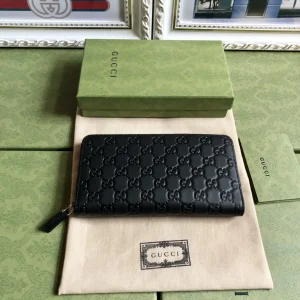 Gucci Black Embossed GG Zip Around Wallet image 1