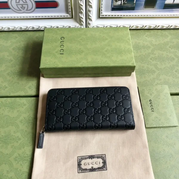 Gucci Black GG Embossed Zip Around Wallet image 1