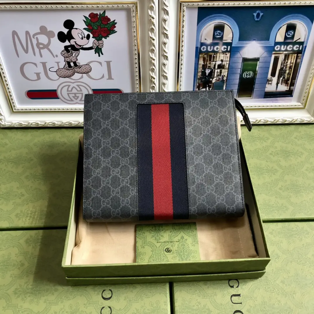 Gucci Monogram Web Stripe Clutch image 1