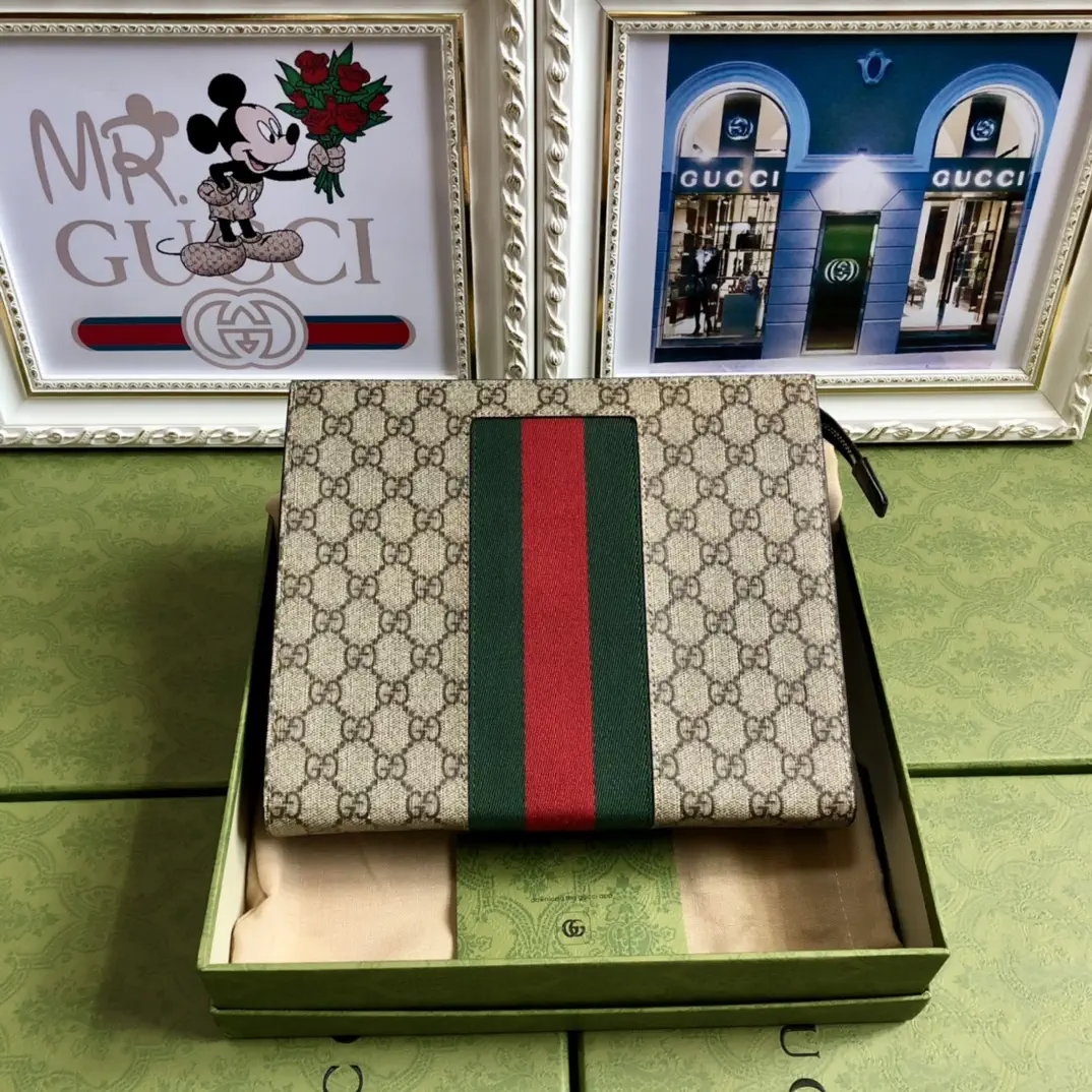 Gucci Monogram Web Stripe Clutch image 1