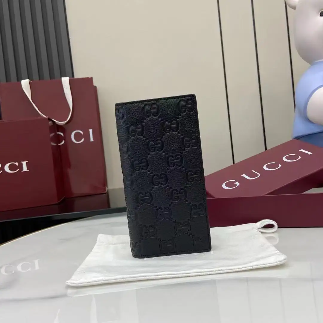 Gucci Black GG Embossed Leather Long Wallet image 1